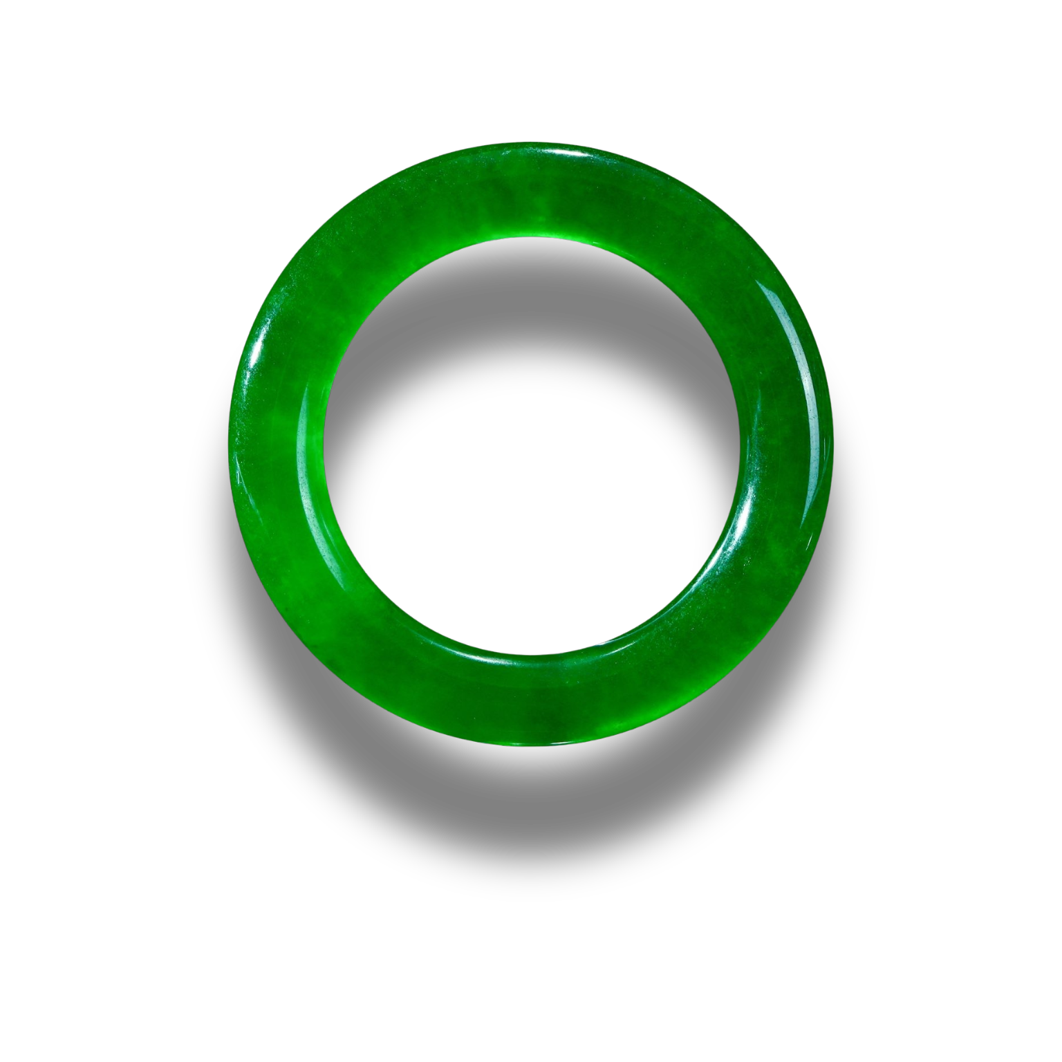 Polished imperial green jadeite bangle