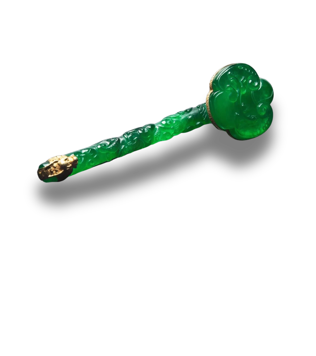 Carved jadeite ruyi sceptre, Qing dynasty China 1800s